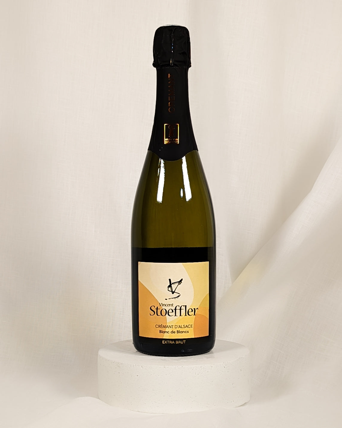 Produktfoto eines Cremant d'Alsace Blanc de Blanc Extra Brutder Domaine Stoeffler