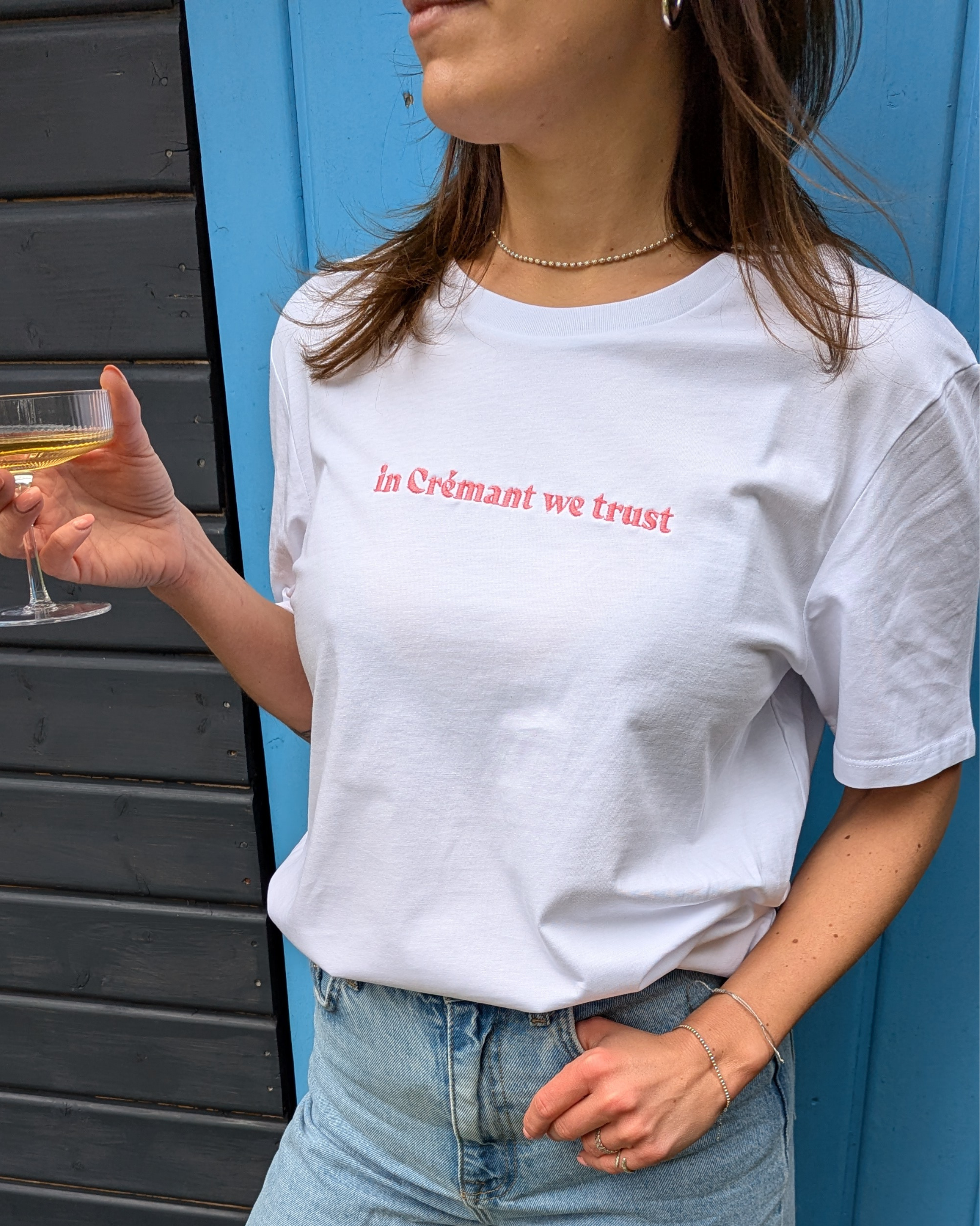 Shirt "in Crémant we trust" weiß