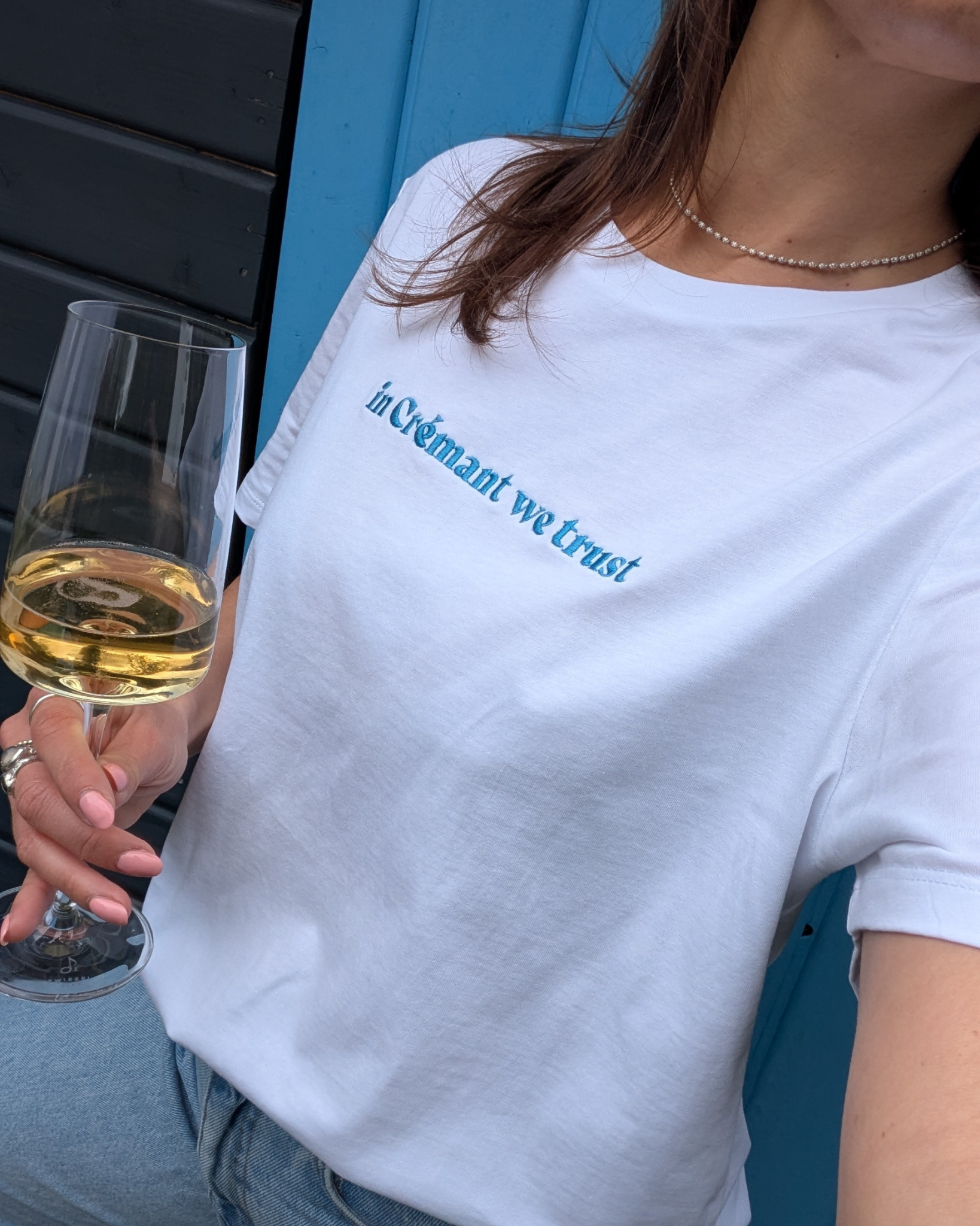 Shirt "in Crémant we trust" weiß